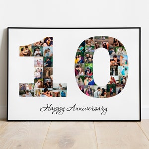 10th Anniversary Gifts Custom Collage Photo Canvas Personalized Wall Art Wedding Anniversary Gift 10 Years Married Gift Wife Husband Present
