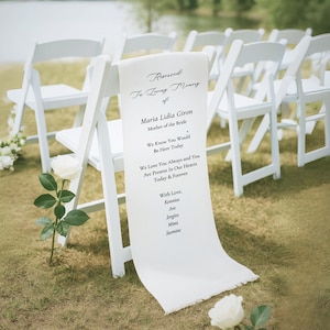 Reserved Wedding Memorial Chair Sign, Custom Memorial Wedding Sign, Personalized Fabric Sign, Wedding Chair Banner In Memory Loved Ones-A001