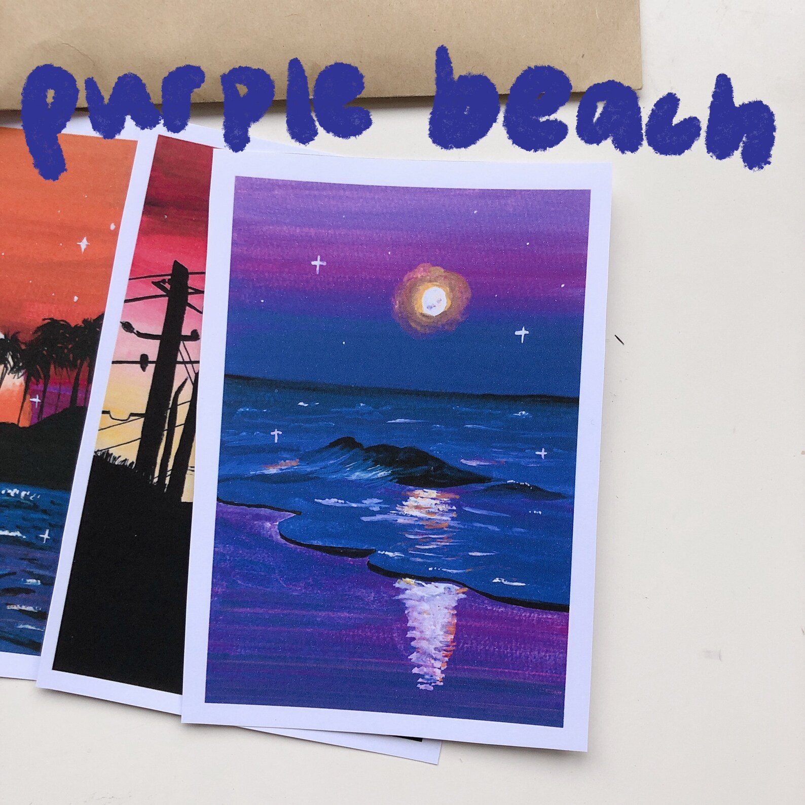 Art prints gouache painting sunsets Etsy