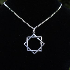 8 Point Star Pendent on 24” Cable Chain - Sterling Silver 925 ~ Seal of Melchizedek ~ Rub-el-Hizb ~ Star of Lakshmi