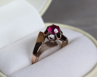 Vintage sterling silver ring, gold plated, 875 silver, made in USSR, 1970s. Vintage silver ring, ring 1970s.