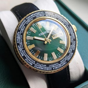 Mechanical watch Raketa Cities, vintage watch, casual watch, dress watch, wedding gift, Raketa word time watch, Raketa watch, marriage watch
