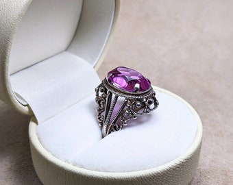 Vintage sterling silver ring, 875, made in USSR, 1960s. Vintage ring, 875 with star.