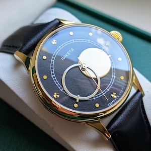 ヴィンテージウォッチ Raketa Copernic、ムーンウォッチ、機械式時計、男性へのギフト、コペルニクスウォッチ、コペルニクス、ドレスウォッチ、ウェディングウォッチ