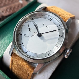 Relógio mecânico "Molnija", movimento Molnija 3602, relógio piloto Molnija, relógio masculino vintage, relógio marinho, relógio bauhaus, relógio de casamento