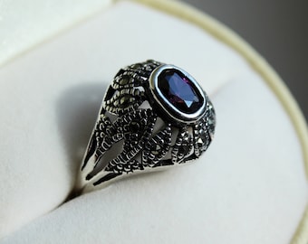 Vintage sterling silver ring, 925, made in USSR, 1990s.