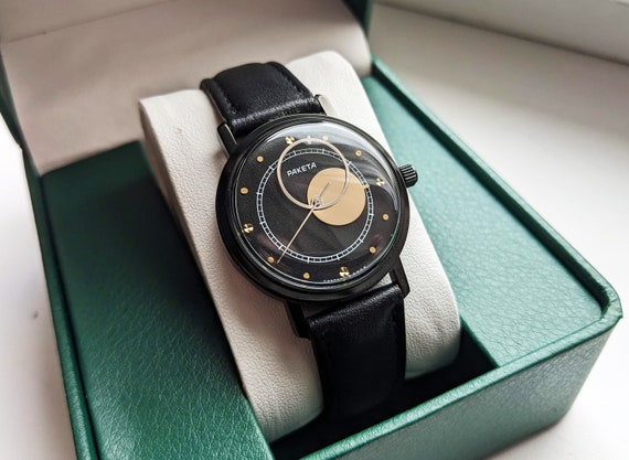 Vintage watch Raketa Kopernik, Raketa copernic, Raketa watch. Watch 1980s, black watch, casual watch, wedding gift, gift for men