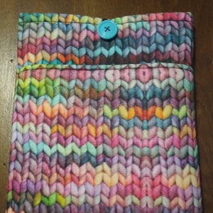 Crochet Fabric Print Padded Book Sleeve with Closure