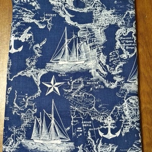 Ships and Maps Blue and White Padded Book Sleeve with Closure