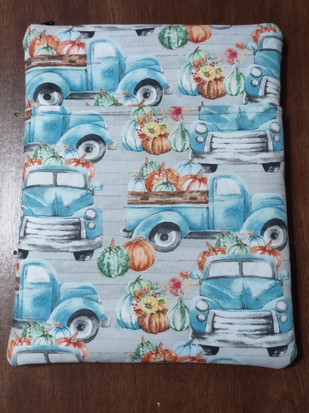 Blue Truck Fall Harvest Padded Book Sleeve With Closure Etsy