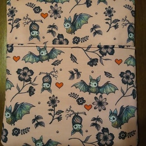 Pink Cartoon Bat Padded Book Sleeve with Closure