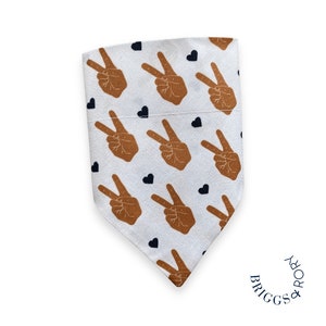Peace Dog Bandana, Valentines Day Dog Bandana, Valentine Dog Bandana, Over the collar dog bandana, Peace Sign Dog Bandana
