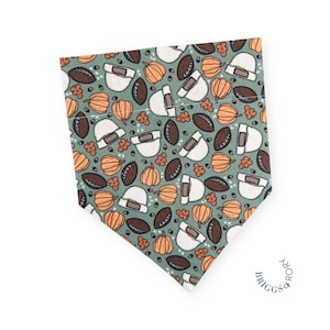 Fall Beanie Football Dog Bandana, Over the Collar Dog Bandana, Fall Dog Bandana, Boy Dog Bandana