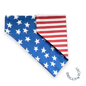 Stars and Stripes Dog Bandana, Reversible Over the Collar Dog Bandana, 4th of July Dog Bandana, Summer Dog Bandana