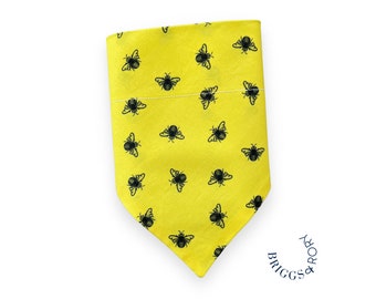 Bumblebees Dog Bandana, Over the Collar Dog Bandana, Slip on Dog Bandana, Dog Bandana, Dog Gift