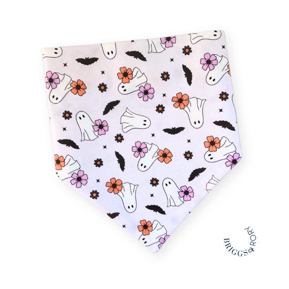 Girly Ghosts Dog Bandana, Over the Collar Dog Bandana, Fall Dog Bandana, Halloween Dog Bandana