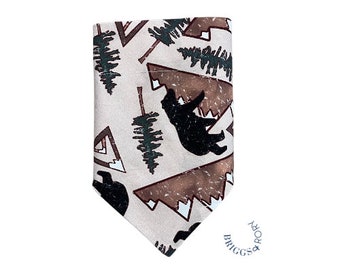 Winter Bear Mountain Dog Bandana, Over the Collar Christmas Pet Bandana