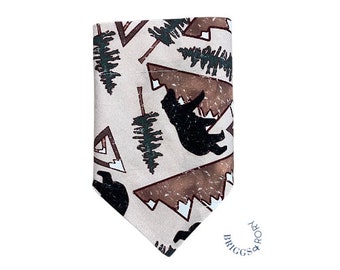 Winter Bear Mountain Dog Bandana, Over the Collar Dog Bandana, Christmas Dog Bandana