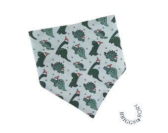 Christmas Dinosaur Dog Bandana, Over the Collar Dog Bandana, Christmas Dog Bandana, Holiday Dog Bandana