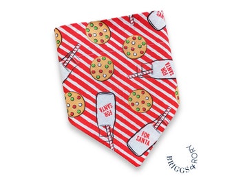 Milk & Cookies Christmas Dog Bandana, Over the Collar