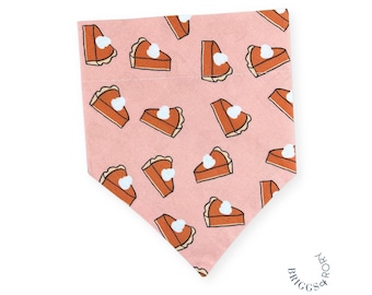 Pumpkin Pie Dog Bandana, Thanksgiving dog bandana, Over the Collar Dog Bandana, Dog Bandana