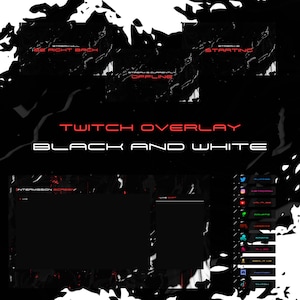 Premade Black and White Twitch Overlays / Package *Full Bundle* *Instant Delivery*
