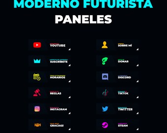 12x Paneles Modernos Azul Oscuro - Paneles Para Twitch *Entrega Inmediata*