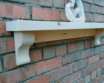 JOINERY GRADE l shelf with corbels I Handmade l Wooden Mantel Shelf with Corbels | Floating Shelves | Pine l STAHU82