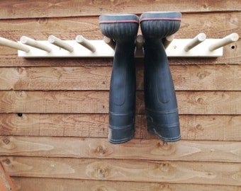 Welly wellington wellies wooden  rack / boots holder wall mounted sizes available to hold 1 - 12Pairs