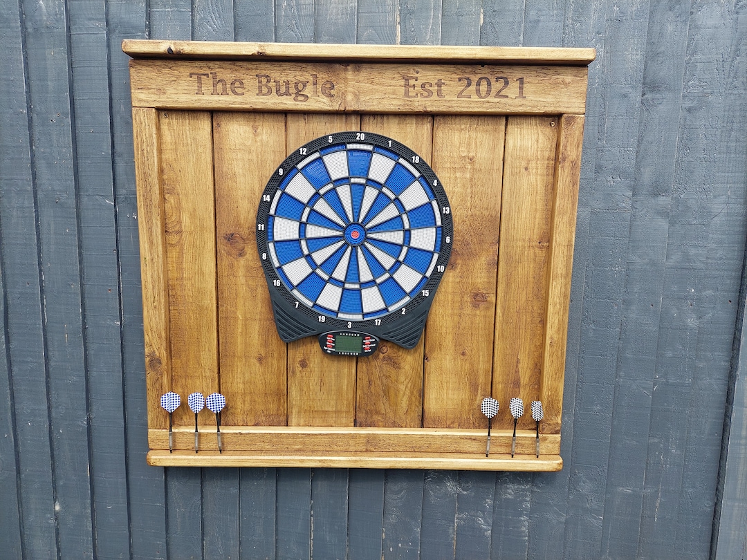 PERSONALISED Wooden Dartboard Surround, Rustic Dartboard Surround
