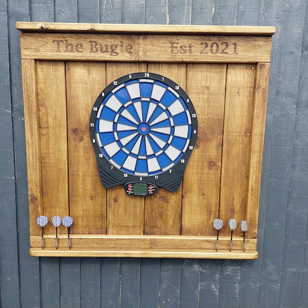 PERSONALISED Wooden Dartboard Surround, Rustic Dartboard Surround, garden pub party game, wall hanging dart, dart board storage