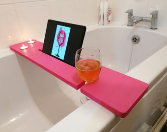 80cm Wooden Bath Bar Bath Caddy Organiser Bath Tray Wine Glass Tablet Phone Holder Bath Board birthday gift