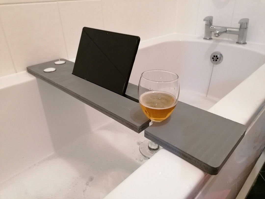 80cm Wooden Bath Bar Bath Caddy Organiser Bath Tray Wine Glass Tablet ...