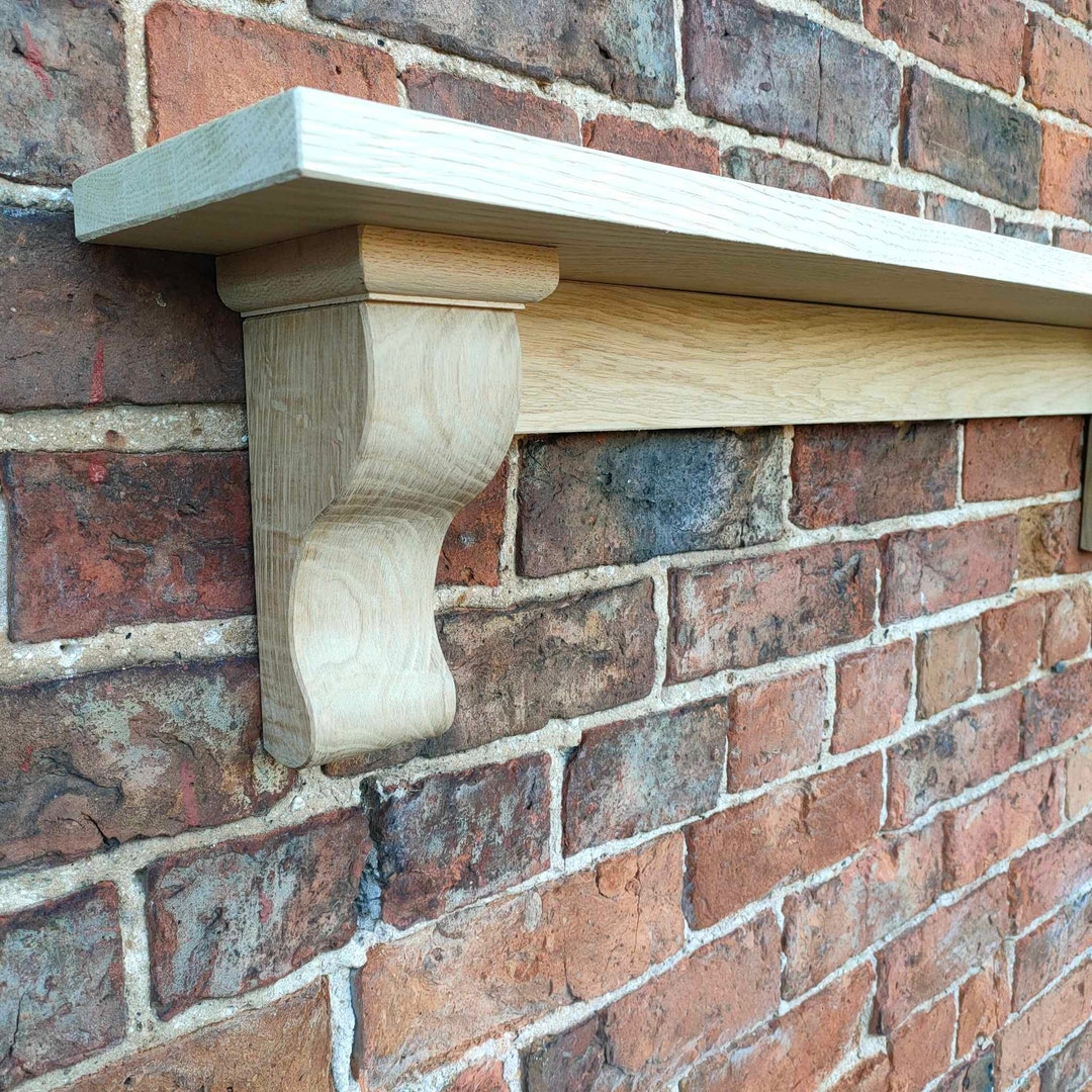 OAK JOINERY GRADE L Shelf With Corbels I Handmade L Wooden Oak Mantel