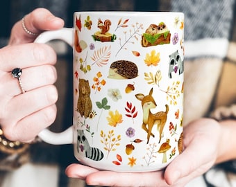 Taza de café de otoño, taza de otoño, acogedora taza de otoño, linda taza de otoño, divertida taza de café de otoño, taza de hongo, taza de invierno, taza de zorro, taza de bosque, forestcore