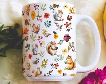 Eekhoornmok Bos dierenmok Keramische eekhoorn koffiemok eekhoorn geschenken Chai mok grote koffiemok eekhoorn beker Critter mok eekhoorn liefde