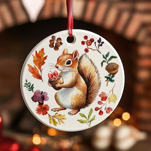 squirrel ornament Ceramic Christmas ornament Vintage Squirrel ornament Woodland creature ornament xmas Squirell ornament wildlife ornament