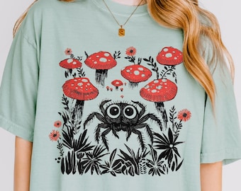 Koszulka Jumping Spider Cottagecore Witchcore Spoodie shirt Tarantula Dark Academia Spooder Spider Mum Spider mama Prezenty dla pająków Miłośnik pająków