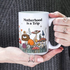 Large Mushroom mug 15oz, Mothers day mug, magic mushroom large coffee mug for mom, mom coffee mug funny, ceramic mushroom mug image 1
