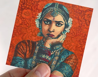 Kathak danser sticker Zuid-Aziatische kunst Pakistaanse kunst Desi kunst vrouw kunst Indiase schilderij vinyl waterfles sticker Desi meisje laptop sticker