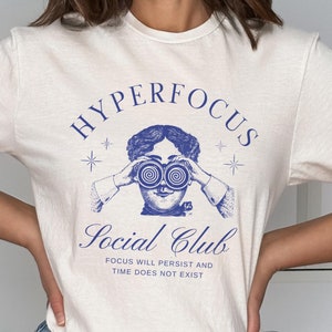 Camisetas Audhd Hyperfocus adhd Camiseta engraçada TDAH camiseta neurodiversidade adultos adhd arte adhd camiseta neurodivergente camiseta saúde mental