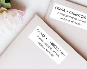 Printable and Editable Minimalist Address Labels, Avery template compatible return address sticker with modern design, Personalized label