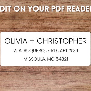 Printable and Editable Minimalist Address Labels, Avery template compatible return address sticker with modern design, Personalized label
