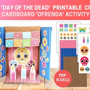 Tag der Toten Handwerk | Do it yourself Ofrenda Altar | Druckbares Halloween Bastelset | Dia De Los Muertos Zuckerschädel Papier Handwerk | DIY-Kit