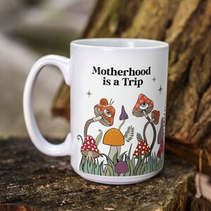 Large Mushroom mug 15oz, Mothers day mug, magic mushroom large coffee mug for mom, mom coffee mug funny, ceramic mushroom mug image 2