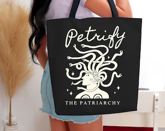 Bolso de mano Petrificar el patriarcado Quemar el patriarcado Aplastar el patriarcado Hechizar el patriarcado Bolso Medusa Bolso feminista Feminismo