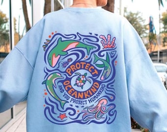 Bluza z kapturem "Szanuj lokalnych" Koszulka z wielorybem Styl inspirowany oceanem Dziewczyna z kokosem Bluza z kapturem z plażą oceaniczną Koszulka z motywem zwierząt oceanicznych Koszulka z orką Koszulka z żółwiem morskim