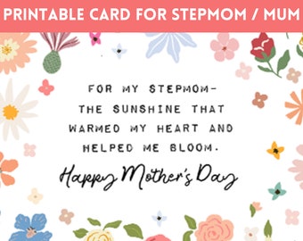 Tarjeta imprimible para el Día de la Madre para madrastra, tarjeta para madrastra, tarjeta extra para mamá, regalo para madrastra, regalo extra para mamá, tarjeta de felicitación digital, tarjeta para madrastra