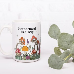 Large Mushroom mug 15oz, Mothers day mug, magic mushroom large coffee mug for mom, mom coffee mug funny, ceramic mushroom mug image 7