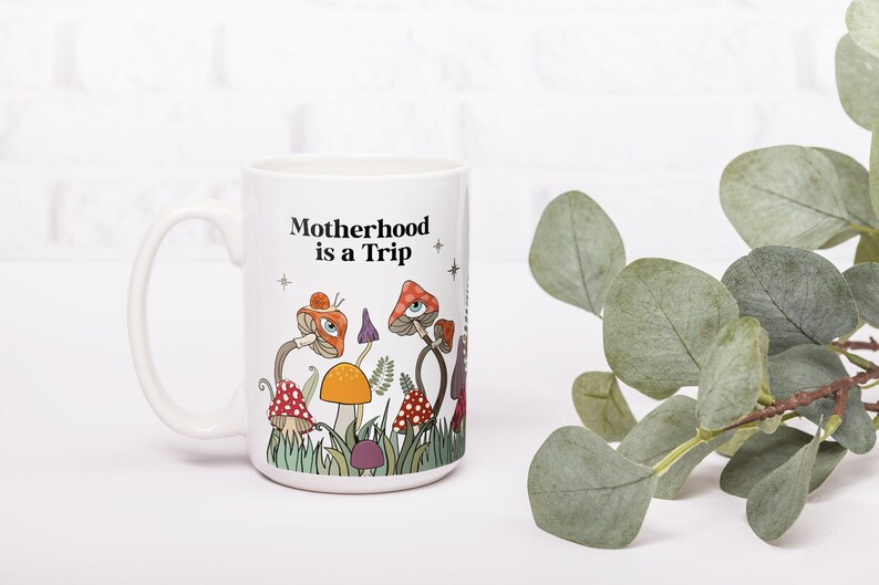 Large Mushroom mug 15oz, Mothers day mug, magic mushroom large coffee mug for mom, mom coffee mug funny, ceramic mushroom mug image 7